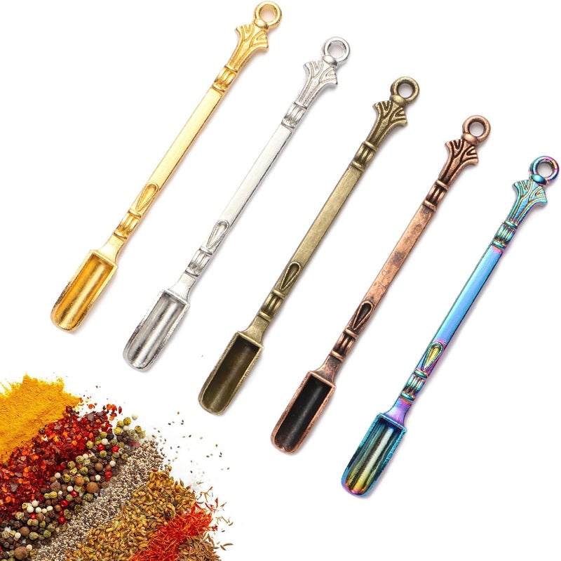 Asanta 5 PCS Mini Spoons, Small Shovel Spoons, 3.22 Inch Metal Tiny Spoon for Spices, Salt, Sugar, Pepper (Multicolor) - Image 1